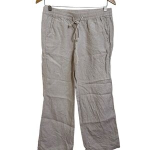 Tommy Bahama linen neutral tan drawtring  pants size small beach lounge coastal